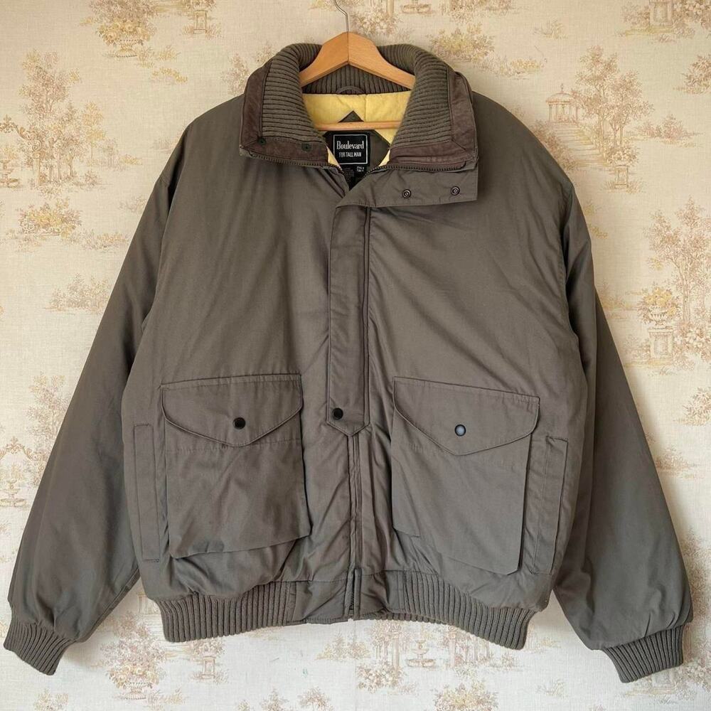 Vintage 80s Olive Drab Bomber Jacket | Aviator | Men's 2XLT